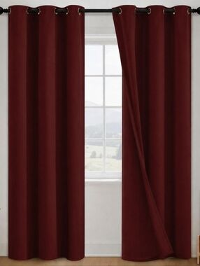 Rich Burgundy Blackout Curtains 4 Panels 52x63 per Panel Grommet Room Darkening